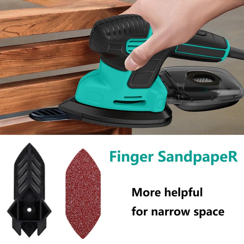 FOWOK 120pcs Mouse Sander Sandpaper and 3pcs Sanding Interface Pad, Detail Sander Sanding Sheets, Sanding Paper 60-240 Grit - FBD123 - Image 2